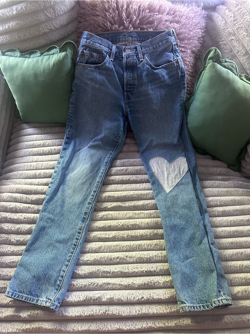 Levi 501 150th Anniversary Edition Light Blue Jeans with Heart Patch- 27x30